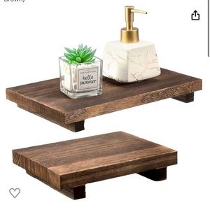 2 Pcs Wood Pedestal Stand Riser Wood Riser